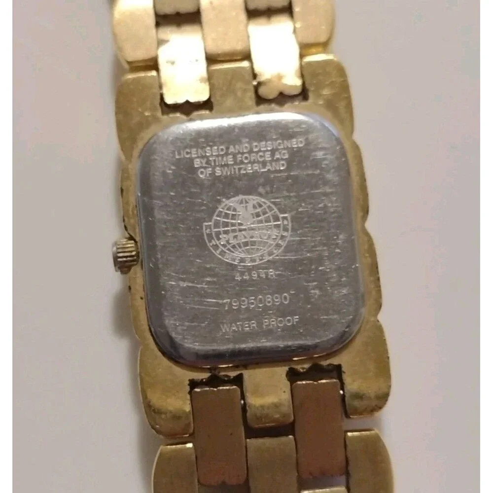 Vintage Playboy Gold Tone Time Force Swiss Watch Womens 20mm Quartz
